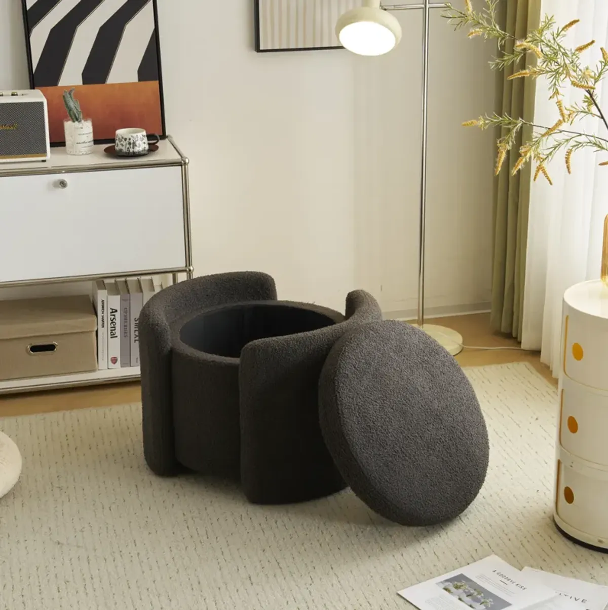 Merax Cozy Boucle Storage Ottoman