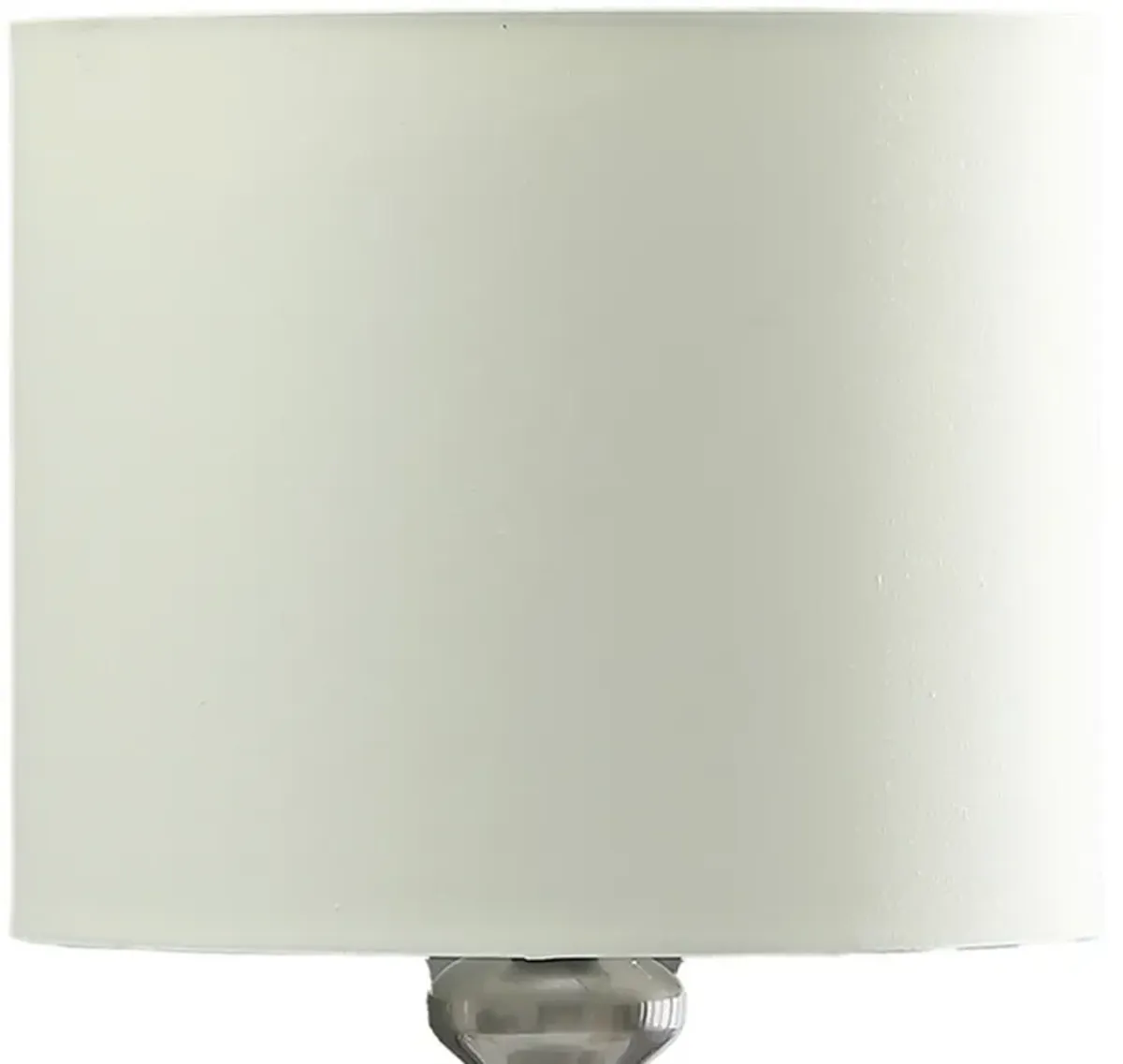 Omi 25 Inch Table Lamp, Drum White Shade, Sleek Modern Brushed Silver Body - Benzara