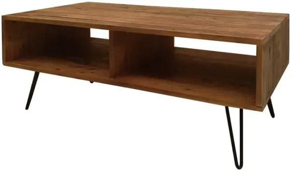 Wood Top Cocktail Table W/ Metal Hair Pin Feet