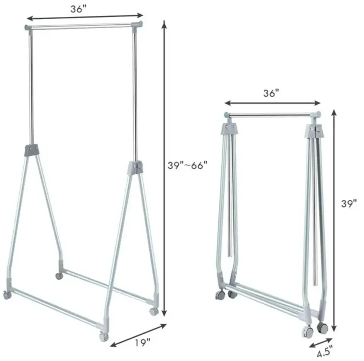 Hivvago Extendable Foldable Heavy Duty Clothing Rack with Hanging Rod