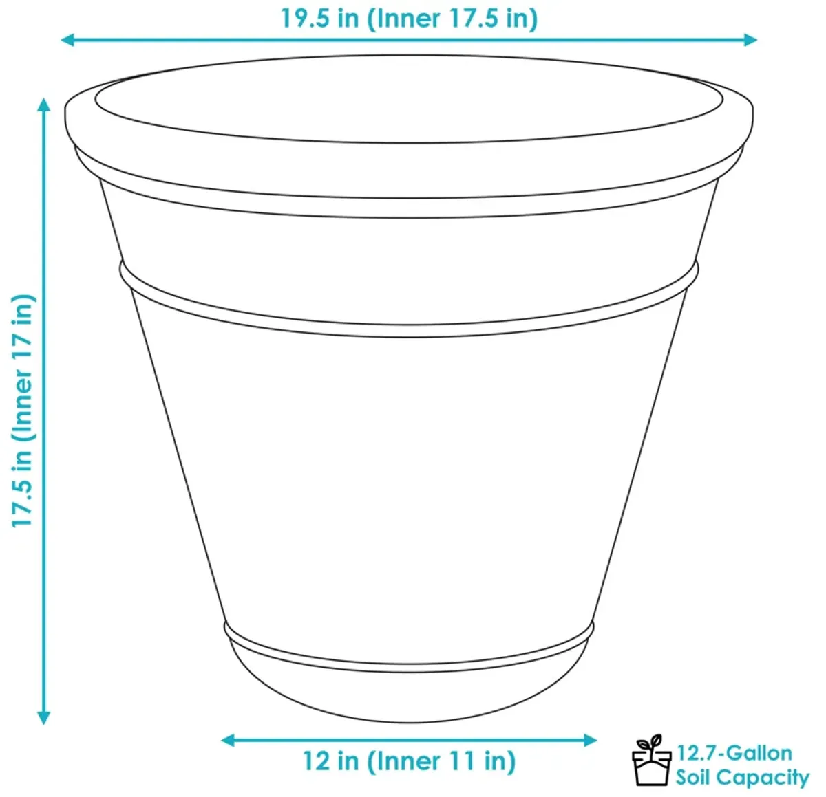 Sunnydaze Arabella Polyresin Planter with UV-Resistant Finish