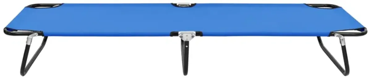 Zena Outdoor Foldable Sun Chaise Lounger 75inch, Steel, Blue Polyester - Benzara