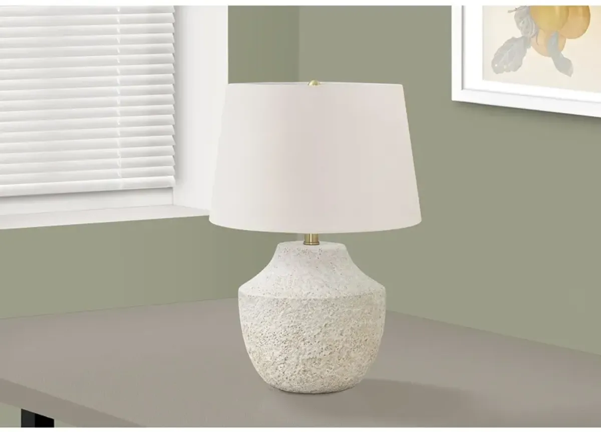 Monarch Specialties I 9729 - Lighting, 20"H, Table Lamp, Cream Concrete, Ivory / Cream Shade, Modern