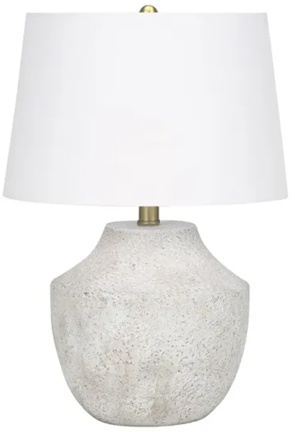 Monarch Specialties I 9729 - Lighting, 20"H, Table Lamp, Cream Concrete, Ivory / Cream Shade, Modern