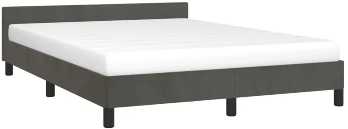 vidaXL Bed Frame with Headboard Dark Gray 59.8"x79.9" Queen Velvet