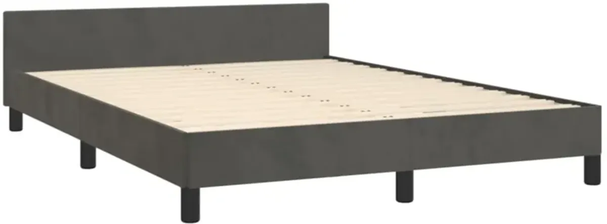 vidaXL Bed Frame with Headboard Dark Gray 59.8"x79.9" Queen Velvet