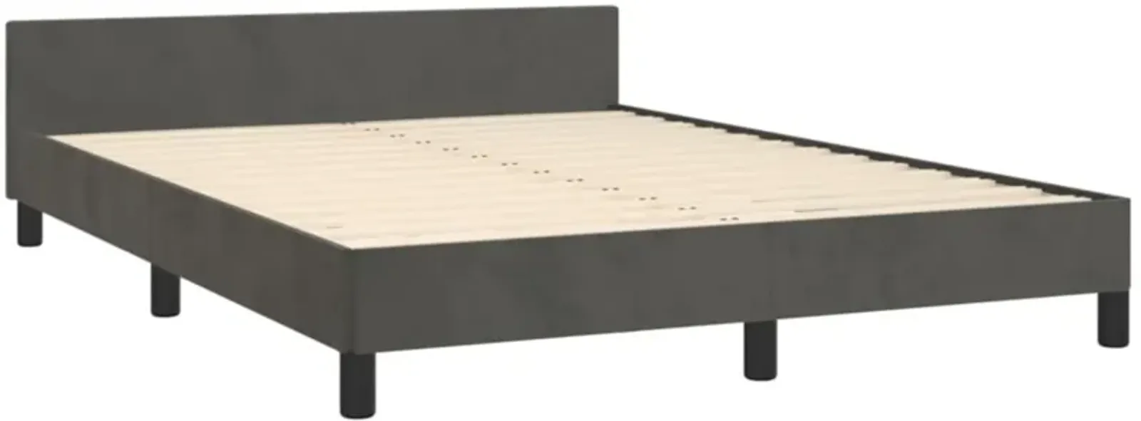 vidaXL Bed Frame with Headboard Dark Gray 59.8"x79.9" Queen Velvet