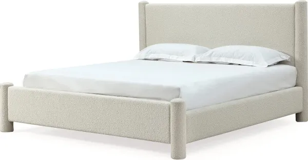Burke King-size Upholstered Platform Bed in Cottage Cheese Boucle