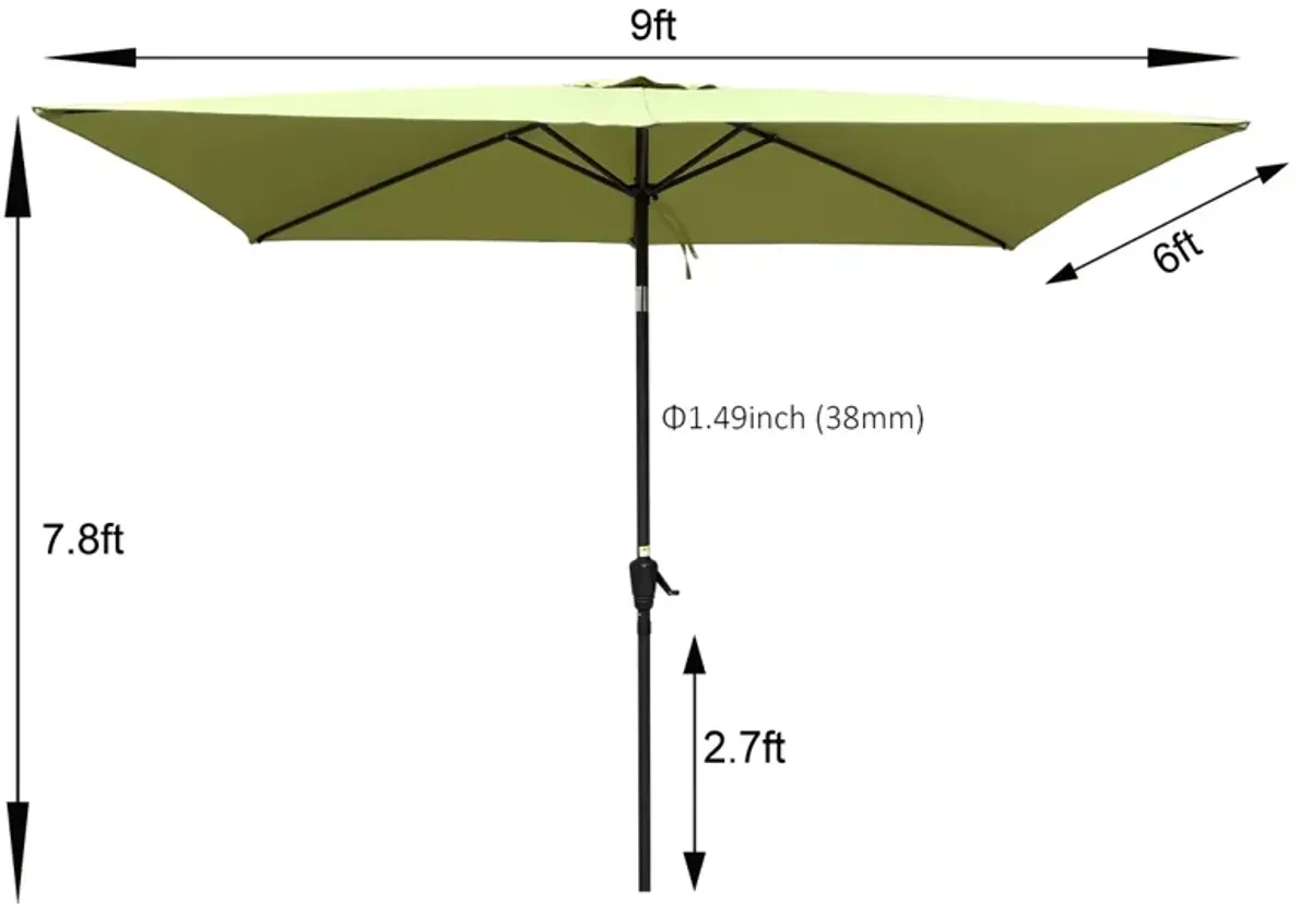 6 x 9ft Patio Umbrella Outdoor Waterproof Umbrella with Crank and Push Button Tilt without flap for Garden Backyard Pool Swimming Pool Market