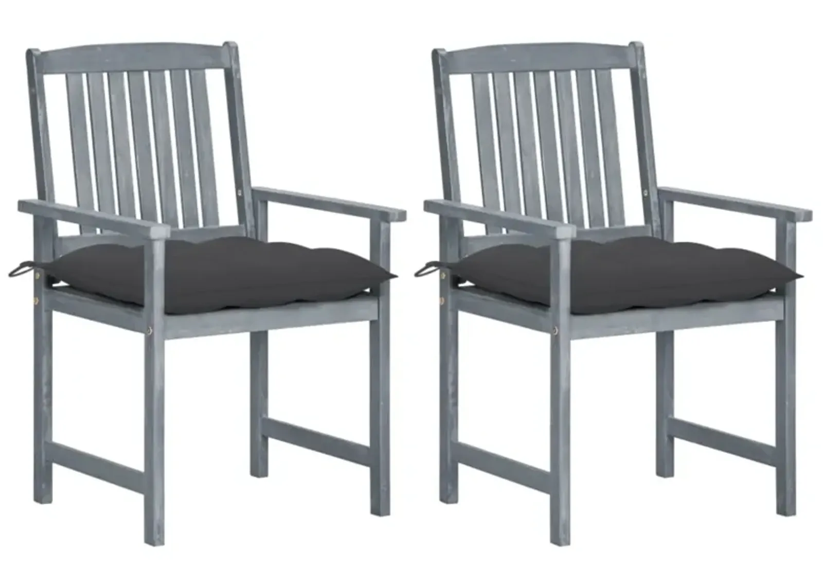 vidaXL Director's Chairs with Cushions 2 pcs Gray Solid Acacia Wood