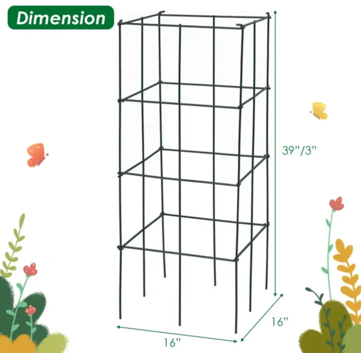 Hivvago 4 Pack Garden Trellis for Climbing Plants for Flower Vegetable