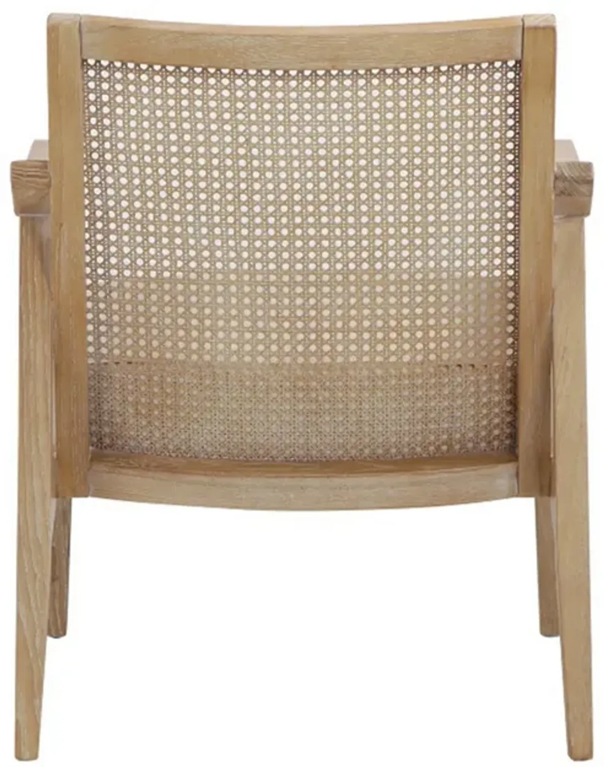 28 Inch Lounge Armchair with Cane Back, Beige Polyester Boucle, Brown Frame - Benzara