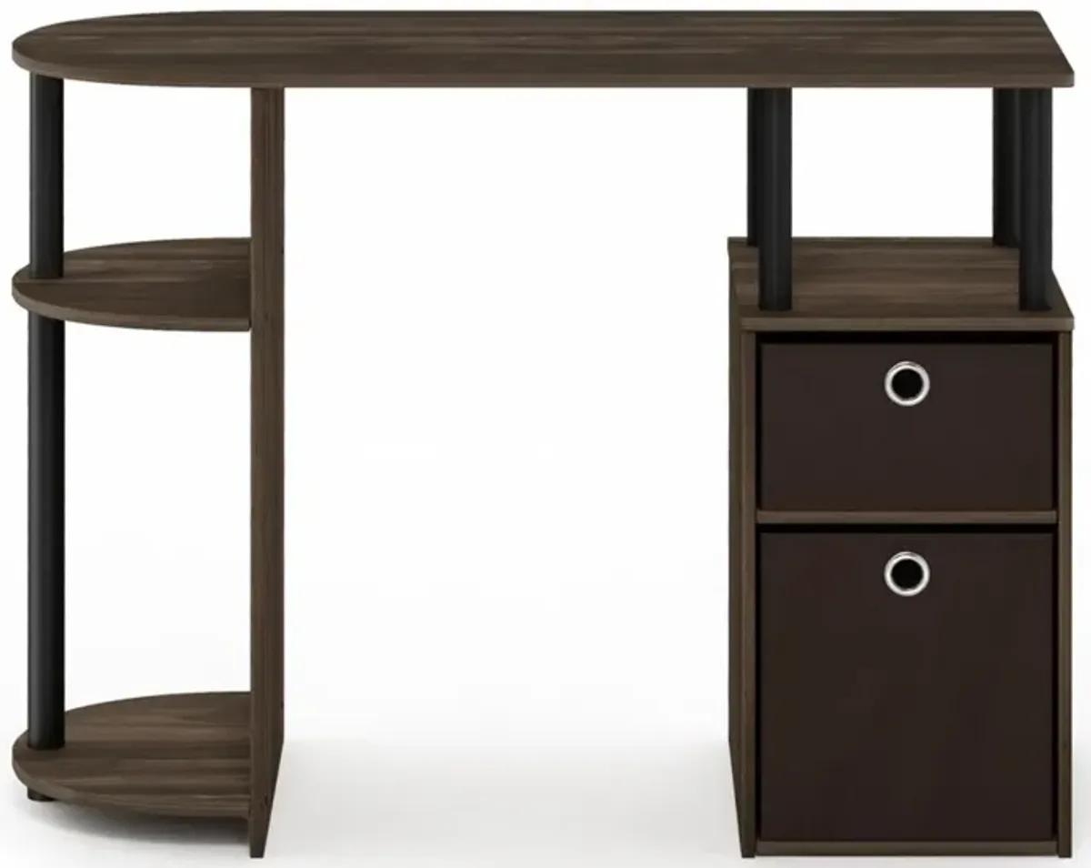 Furinno Furinno 15111 JAYA Simplistic Computer Study Desk with Bin Drawers, Columbia Walnut/Black/Dark Brown