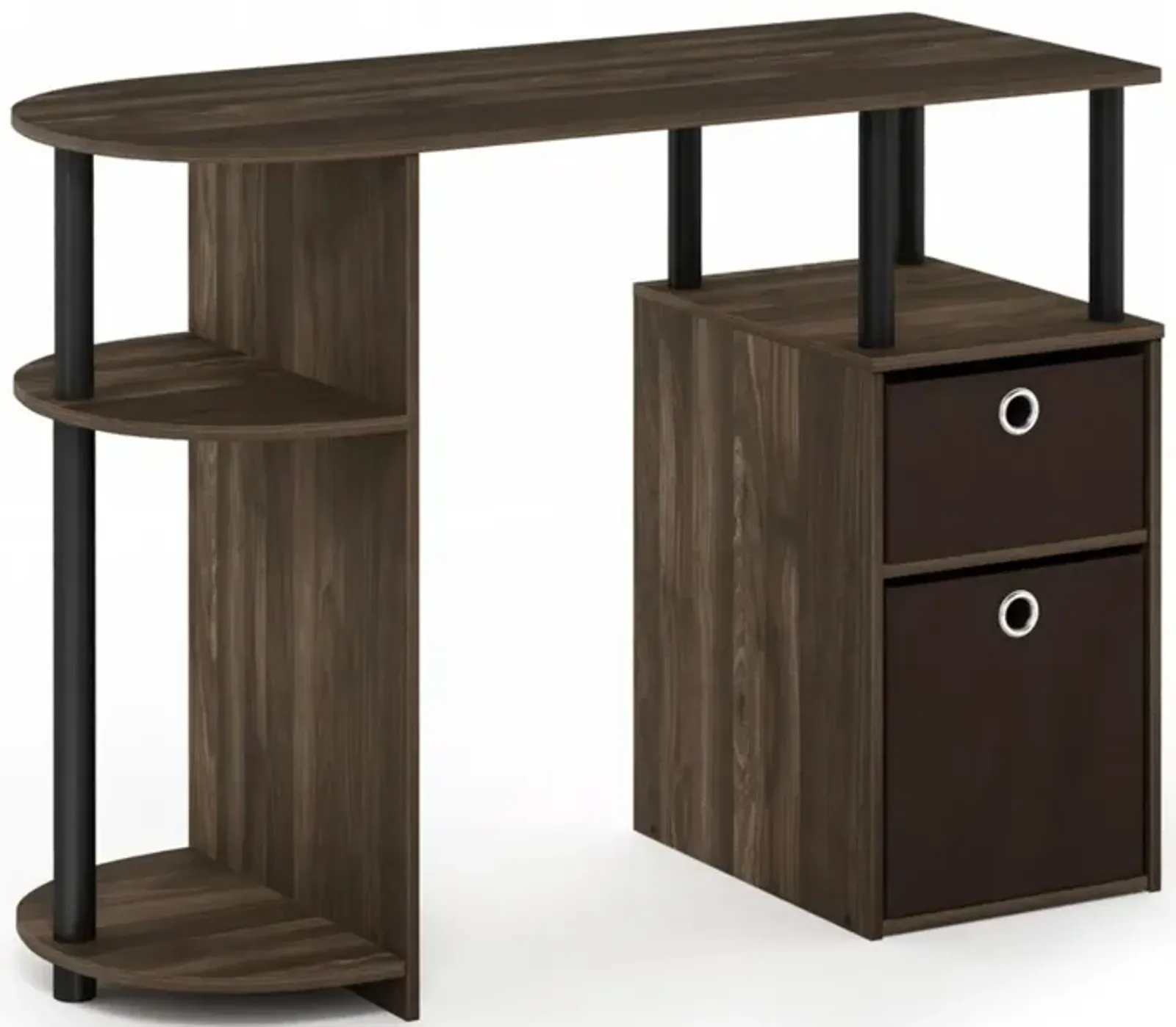 Furinno Furinno 15111 JAYA Simplistic Computer Study Desk with Bin Drawers, Columbia Walnut/Black/Dark Brown