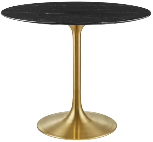 Modway - Lippa 36" Round Artificial Marble Dining Table Gold Black