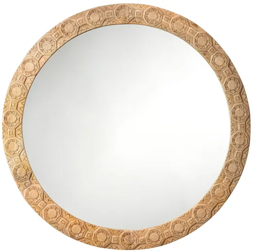 Relief Carved Round Mirror