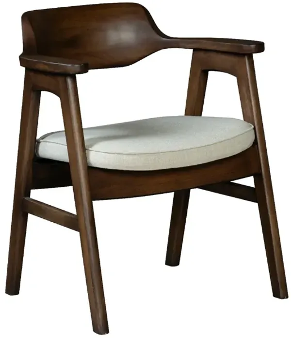 Zsy Dining Armchair, Sand White, Java Brown Birch Wood, Curved Back