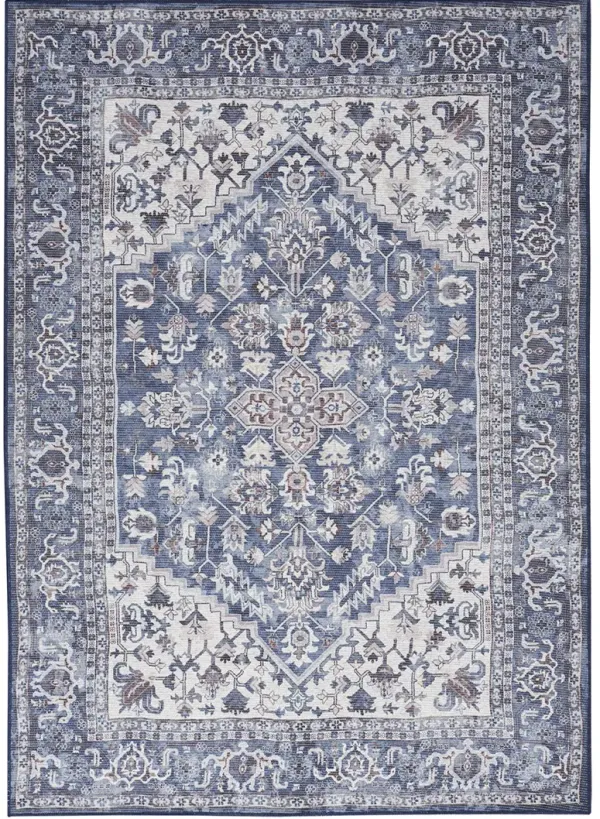 Machine Washable Series 1 SR104 Navy/Ivory 6' x 9' Rug