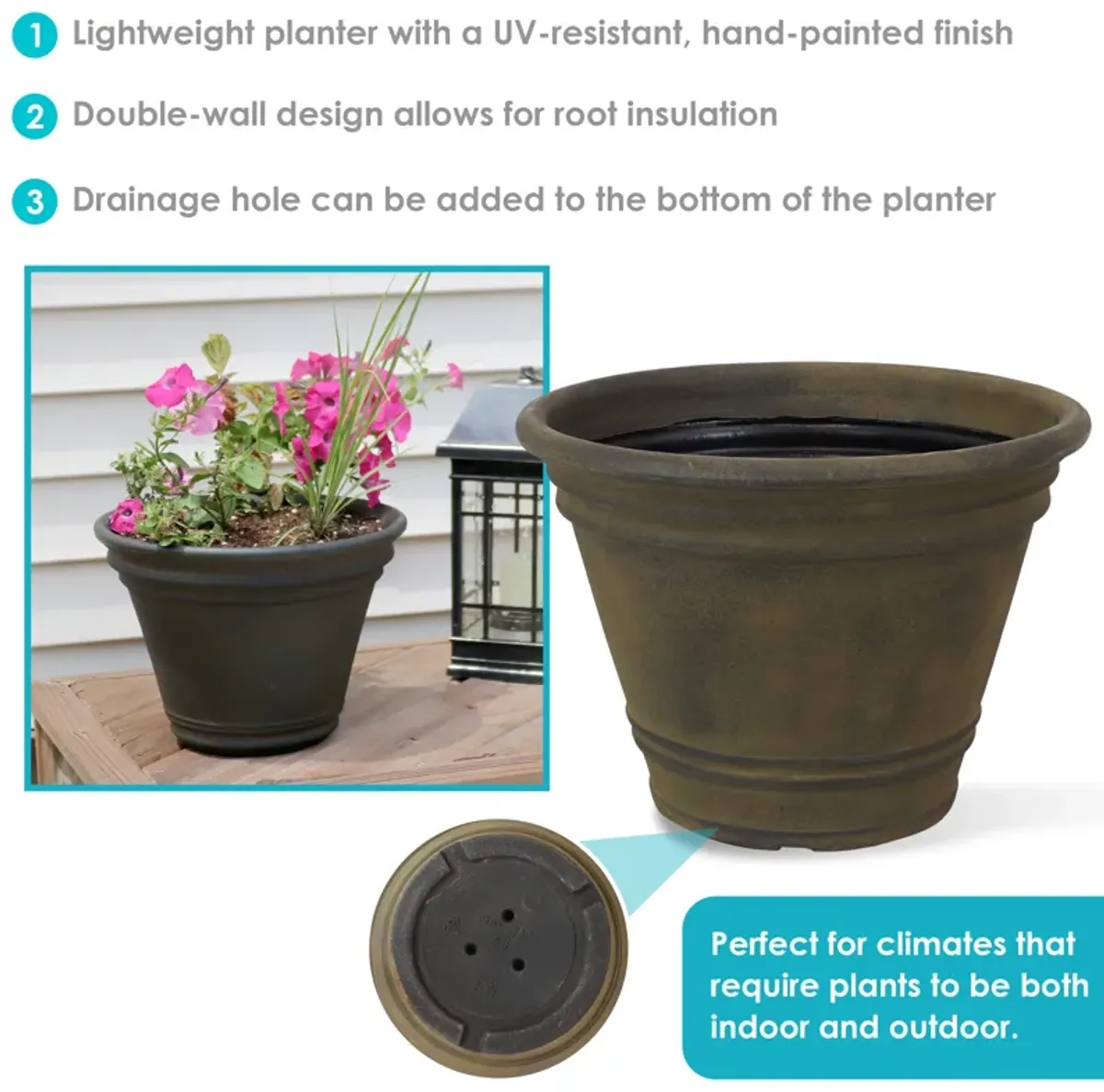 Franklin Outdoor Flower Pot Planter - 3-Pack