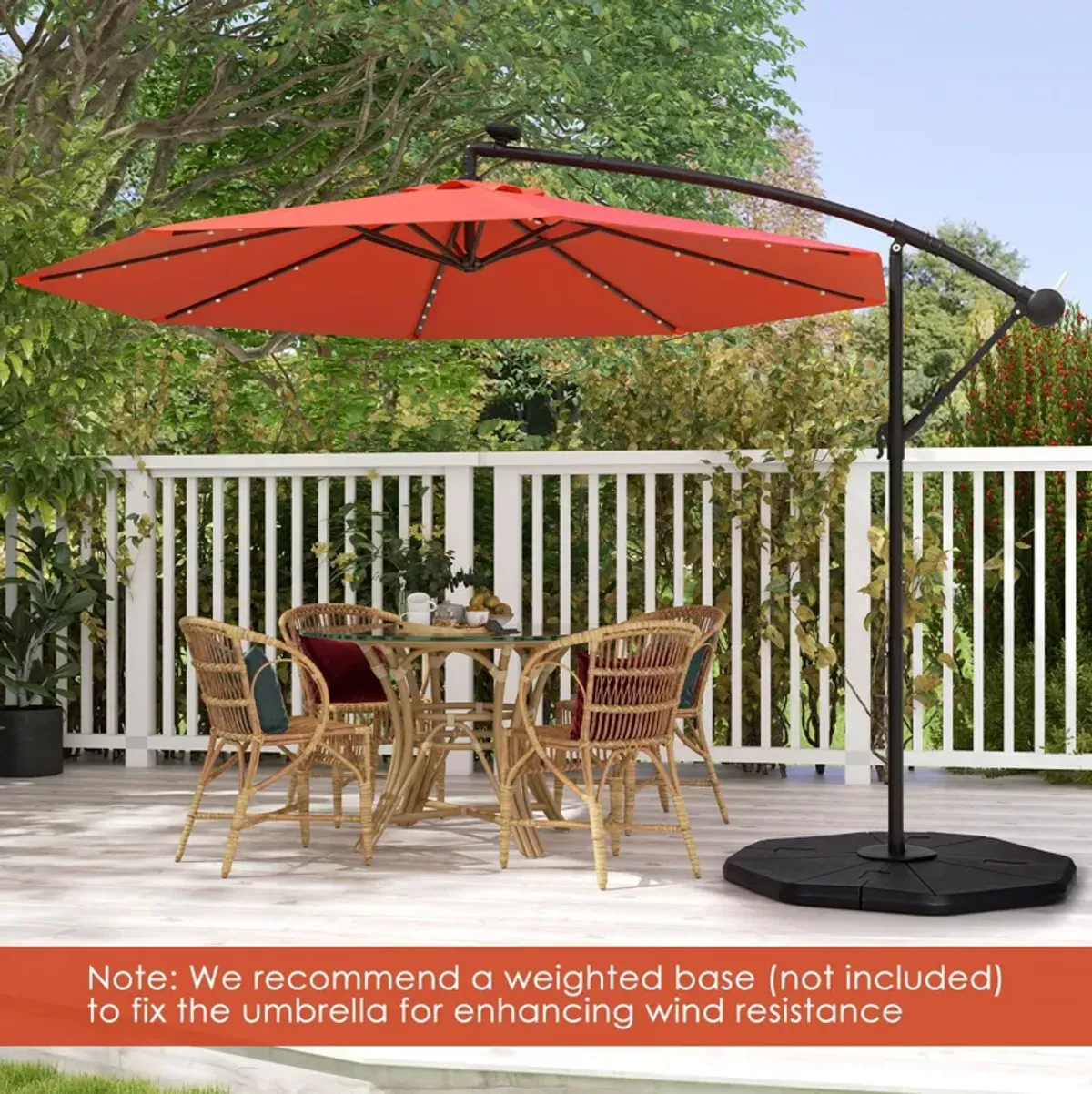 Solar Offset Hanging Umbrella with 40 Lamp Beads and Solar Panel