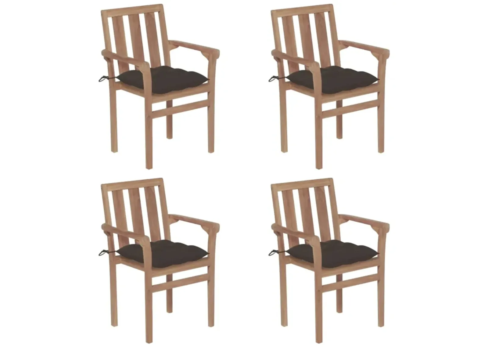 vidaXL Stackable Garden Chairs with Cushions 4 pcs Solid Teak Wood