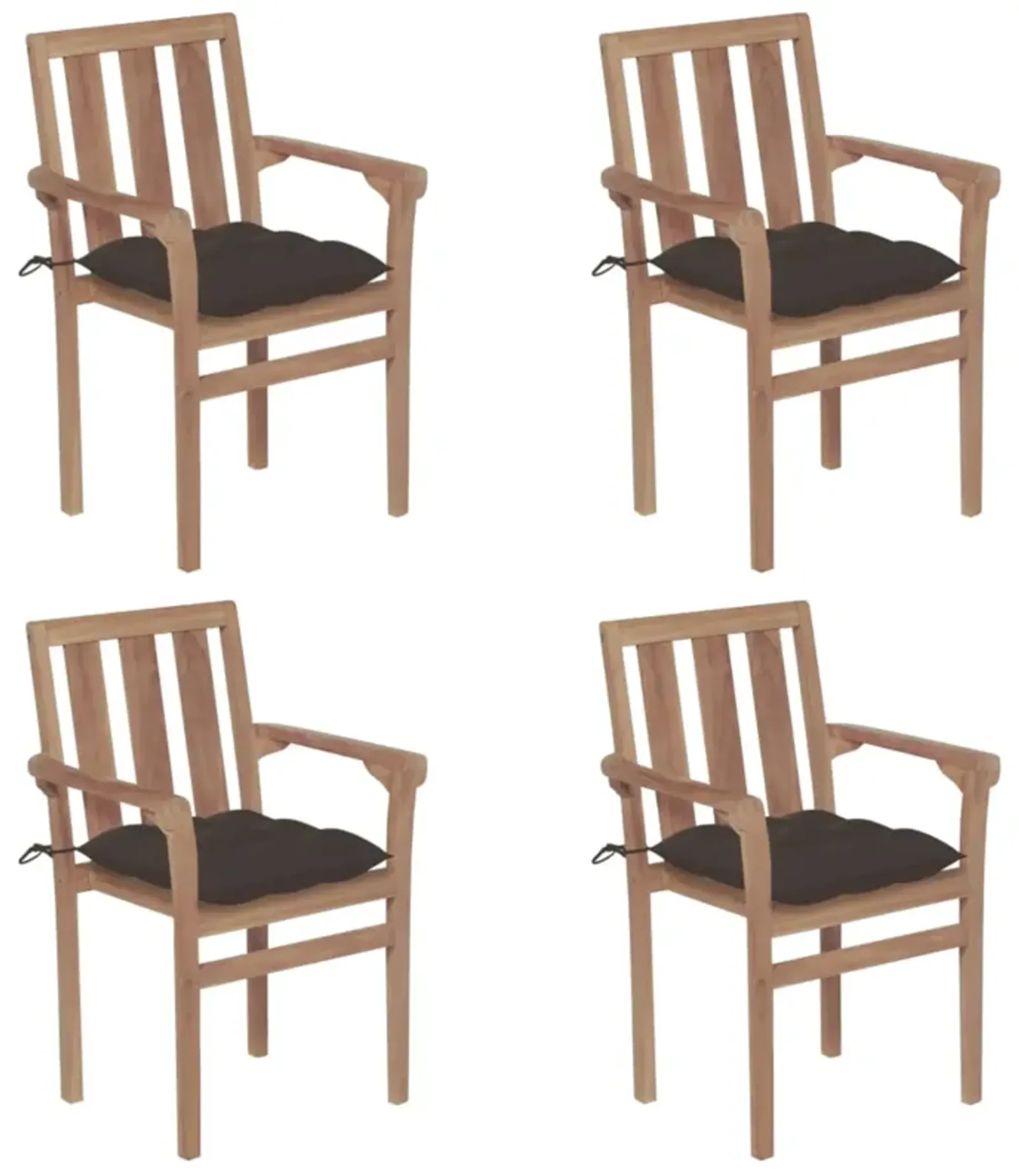 vidaXL Stackable Garden Chairs with Cushions 4 pcs Solid Teak Wood