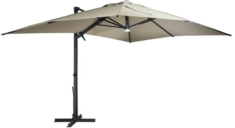 MONDAWE 13ft Square Solar LED Cantilever Patio Umbrella with Bluetooth Light for Outdoor Shade