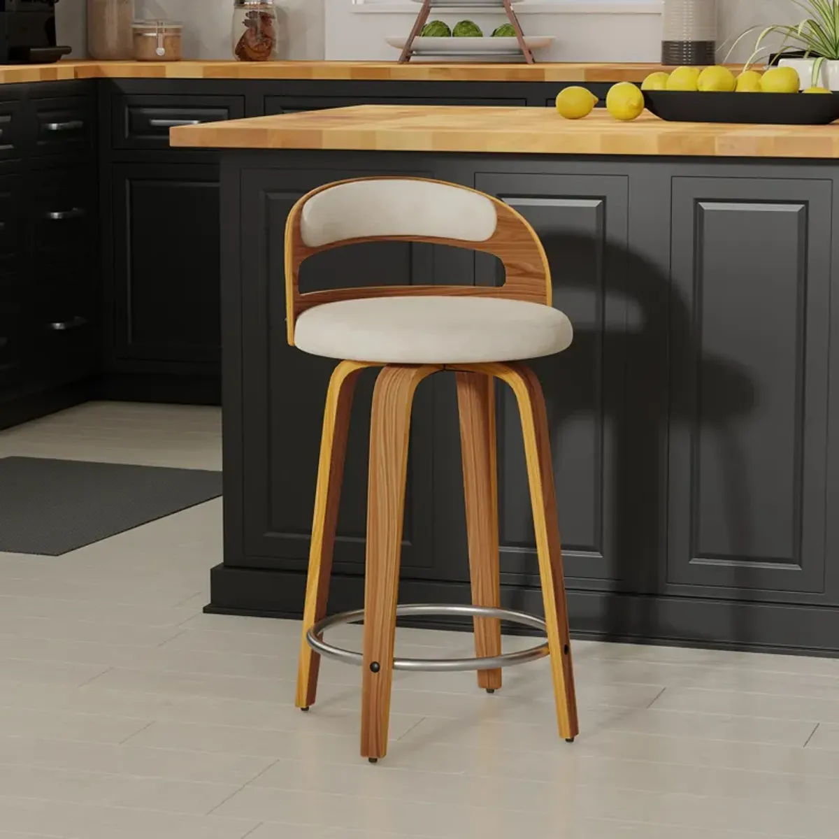 Modern Upholstered Swivel Counter Height Stool