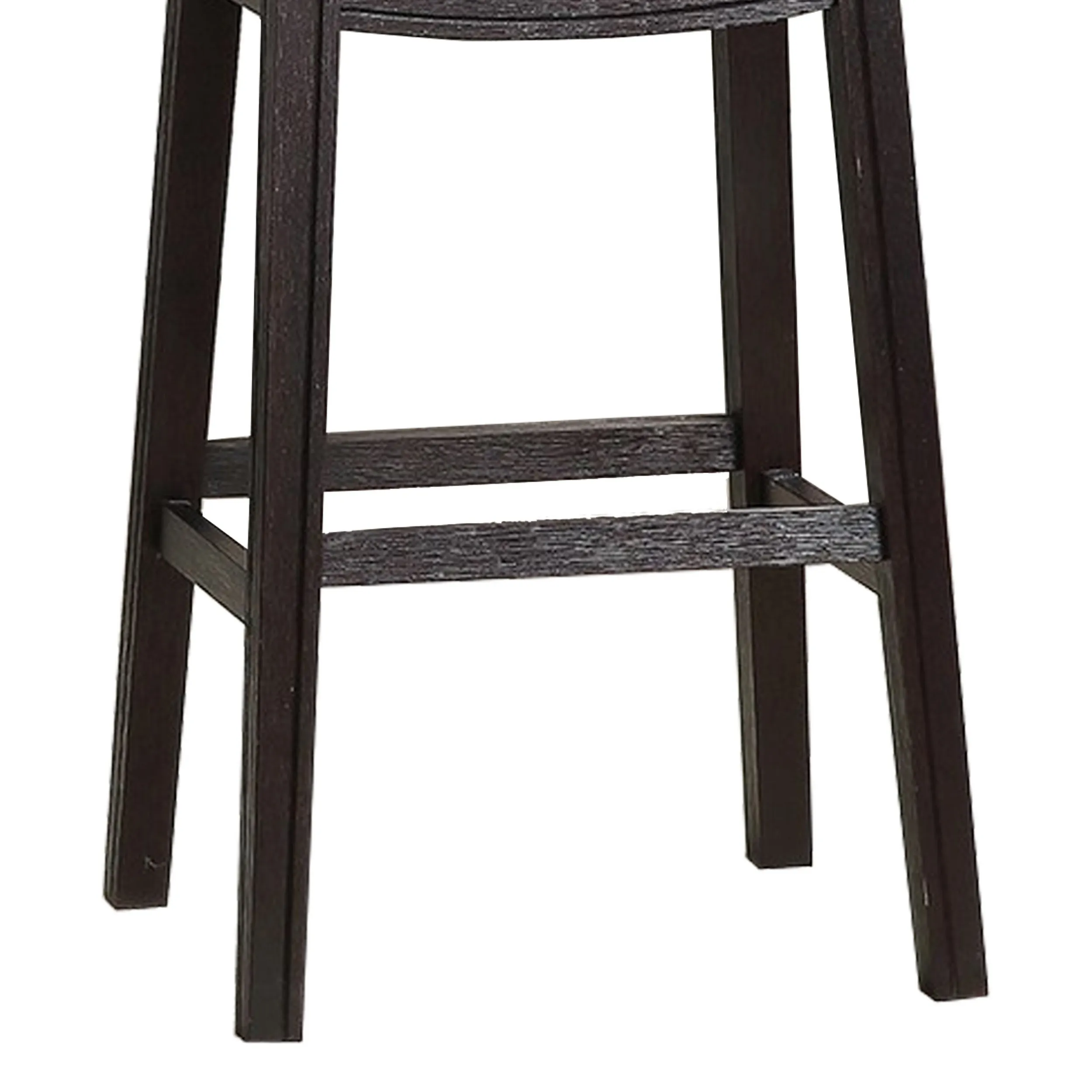 Curved Leatherette Bar Stool with Nailhead Trim, Set of 2, Black-Benzara