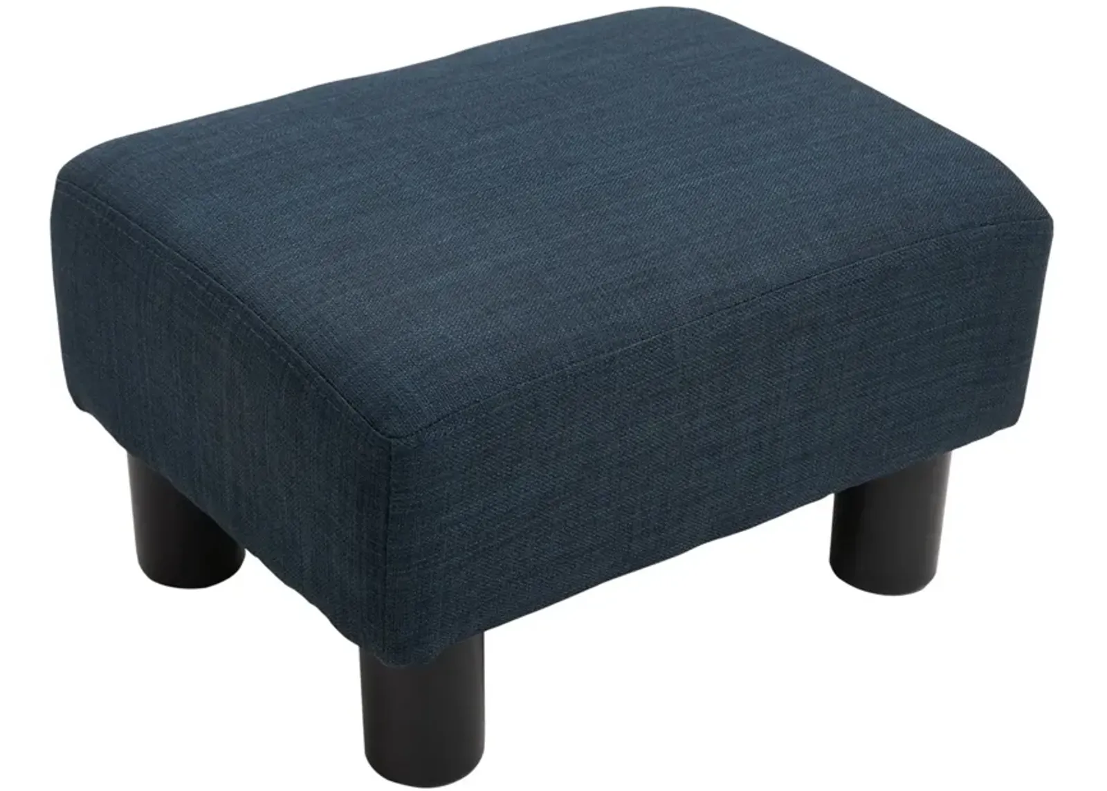 16" Cube Modern Linen Fabric Pouf Footrest Ottoman - Dark Blue