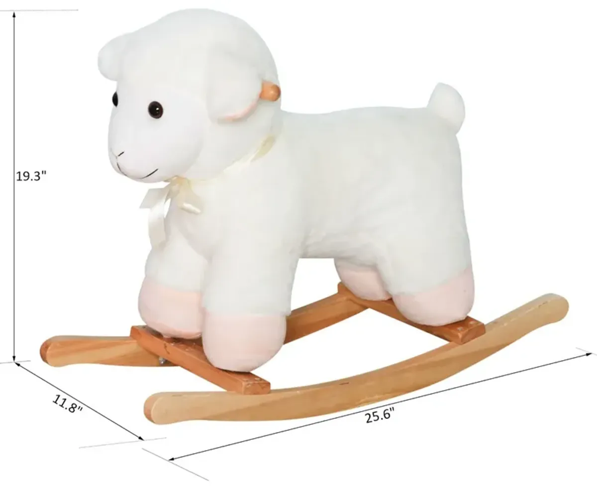 Woolly Wonder: White Wooden Lamb Rocking Horse for Kids