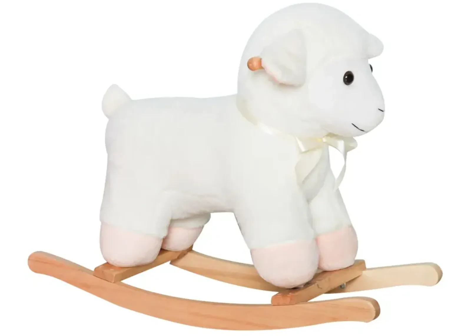 Woolly Wonder: White Wooden Lamb Rocking Horse for Kids