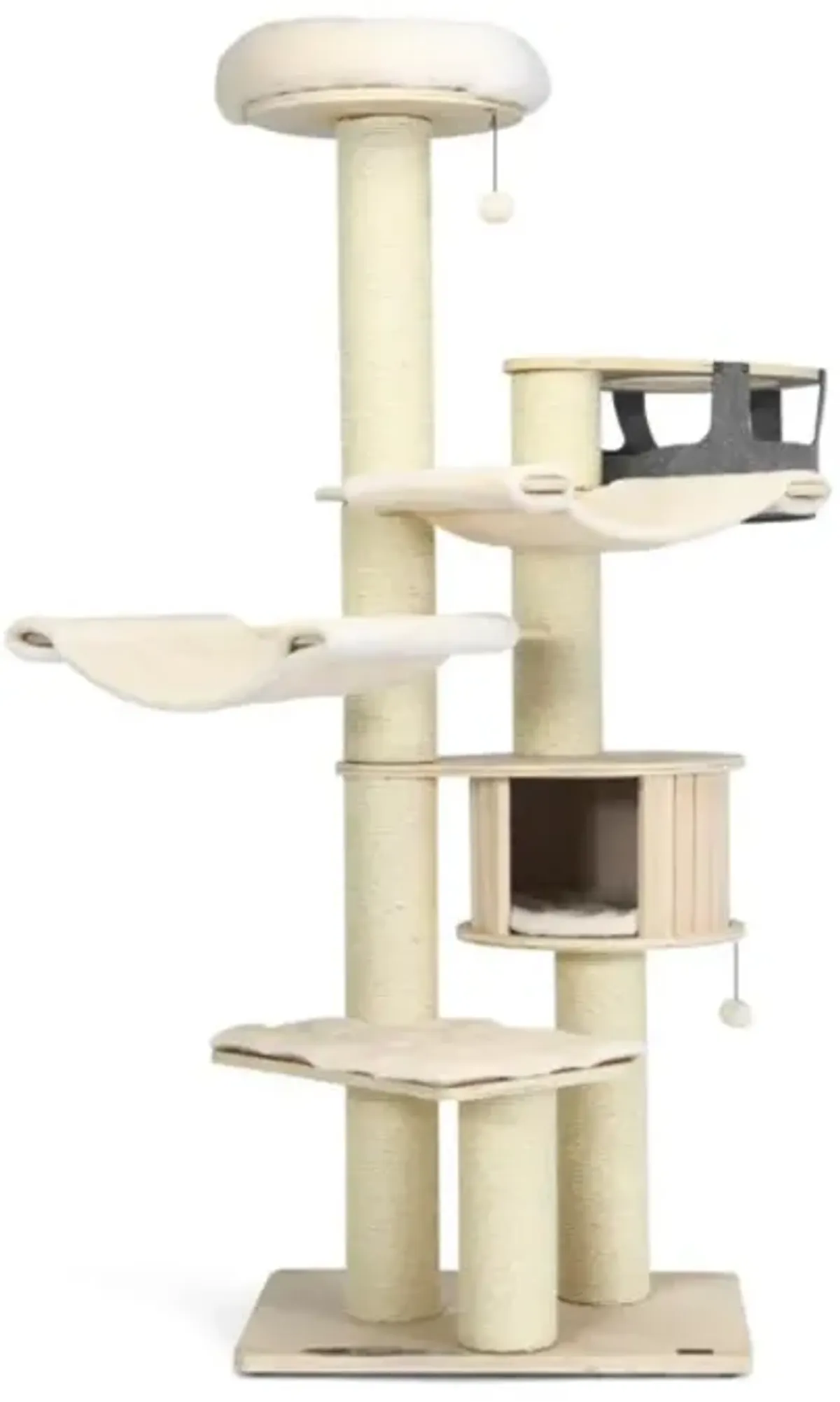 Hivvago 77.5-Inch Cat Tree Condo Multi-Level Kitten Activity Tower with Sisal Posts