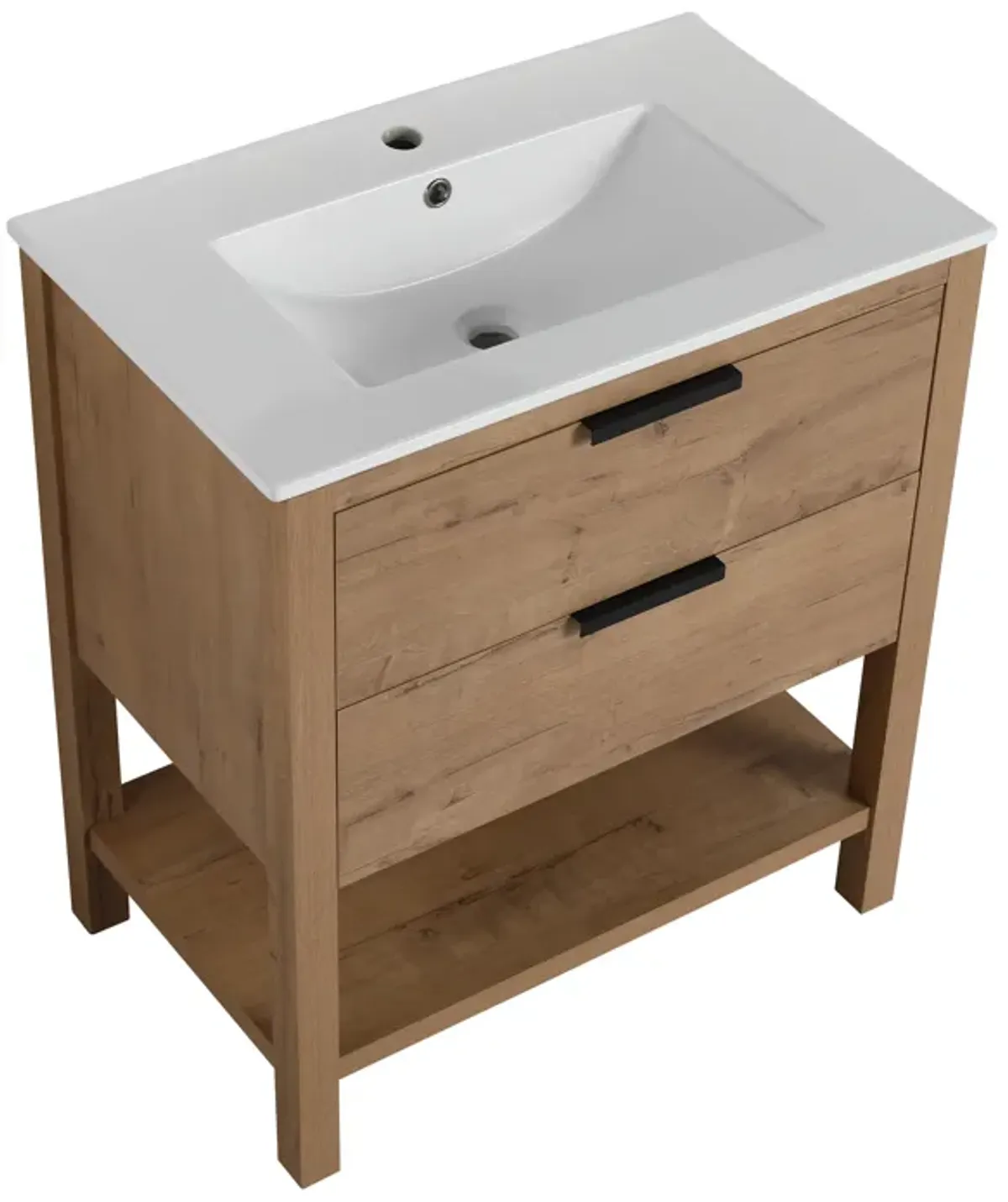 Gewnee Bathroom Vanity With Sink, Freestanding 2 Drawers 30 Inch