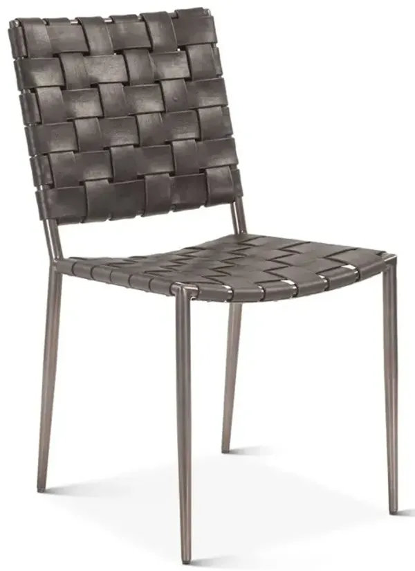 World Interiors Lund Dining Chair In Black Buffalo Leather And Iron - Set Of 2