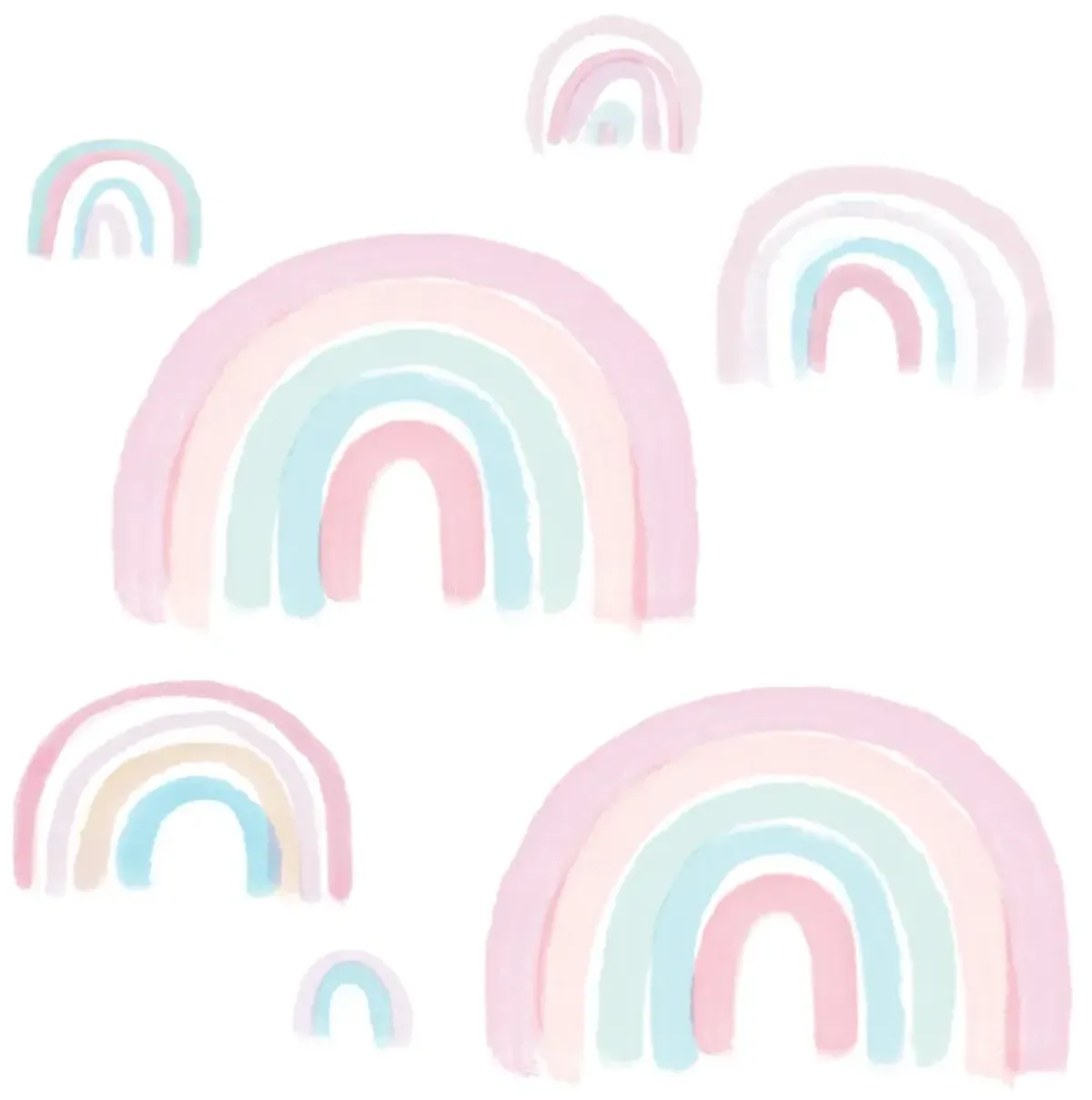 Lambs & Ivy Watercolor Pastel Pink/Mint Rainbow 5-Piece Baby Crib Bedding Set