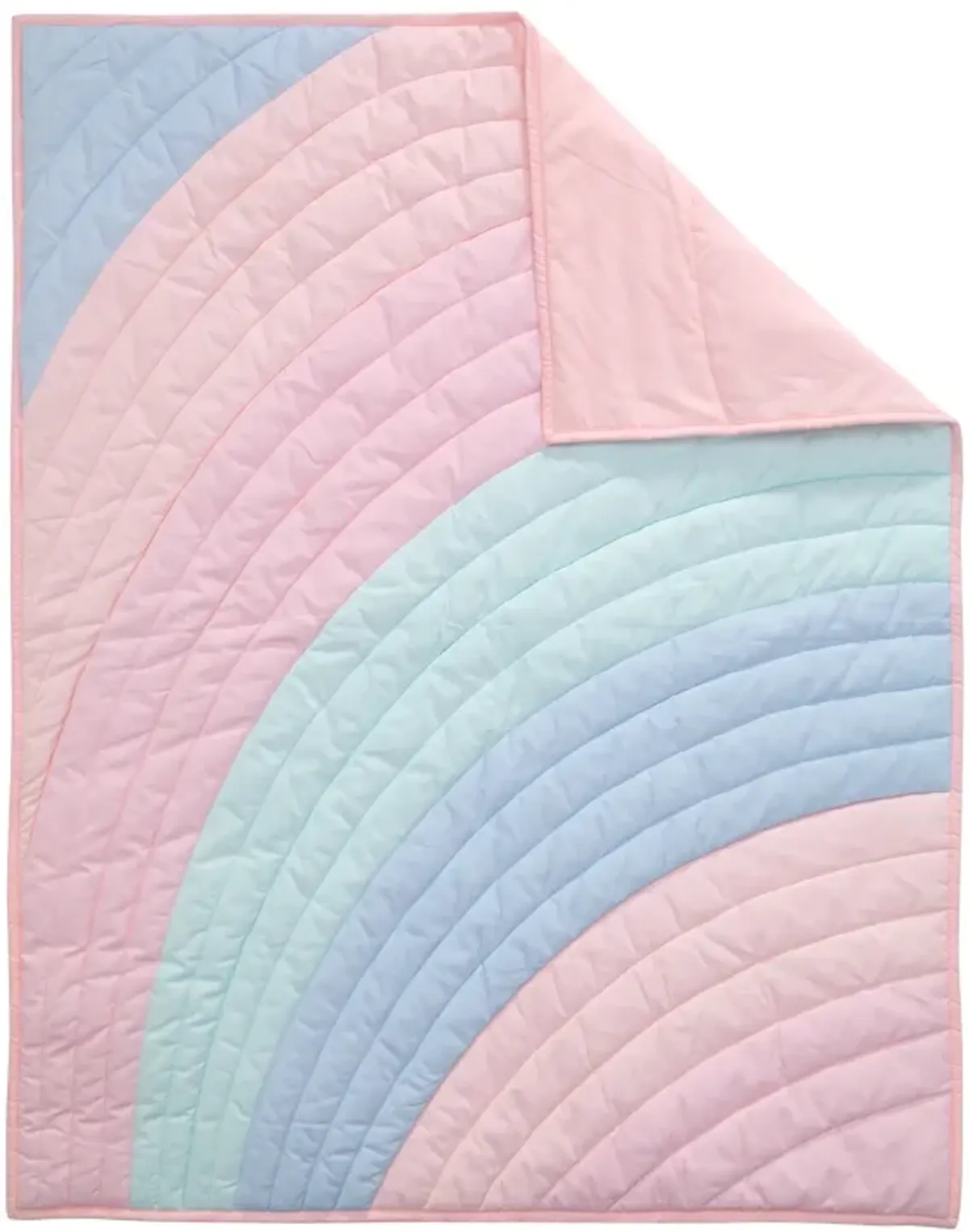 Lambs & Ivy Watercolor Pastel Pink/Mint Rainbow 5-Piece Baby Crib Bedding Set