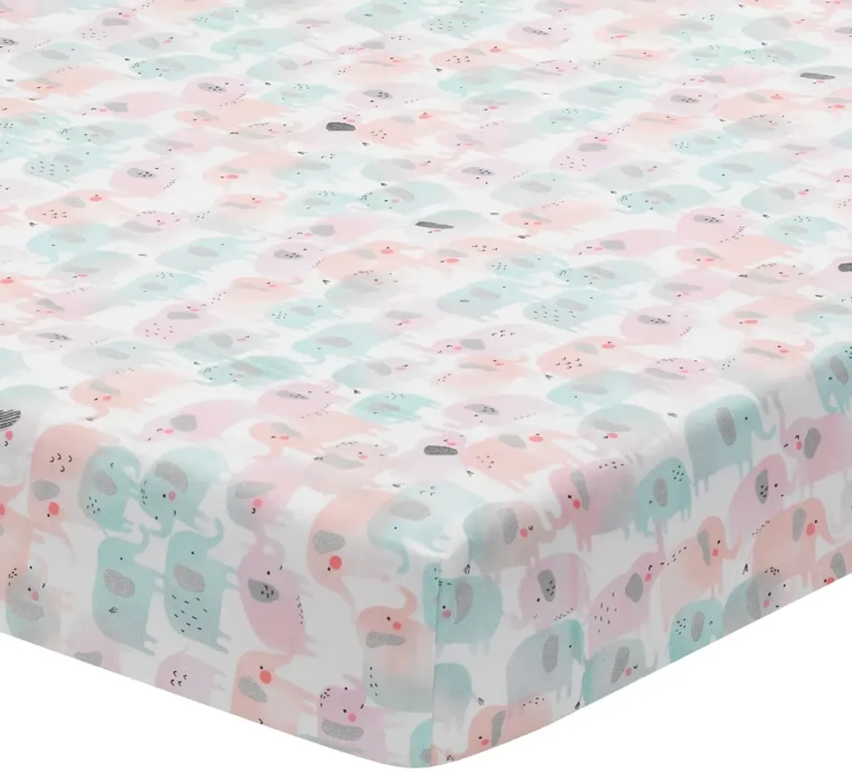 Lambs & Ivy Watercolor Pastel Pink/Mint Rainbow 5-Piece Baby Crib Bedding Set