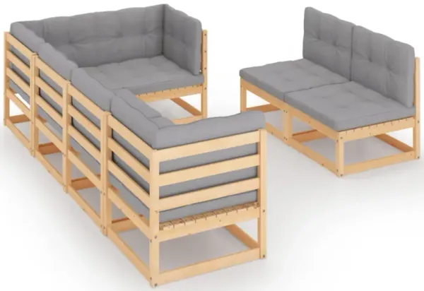 vidaXL 7 Piece Garden Lounge Set with Cushions Solid Pinewood