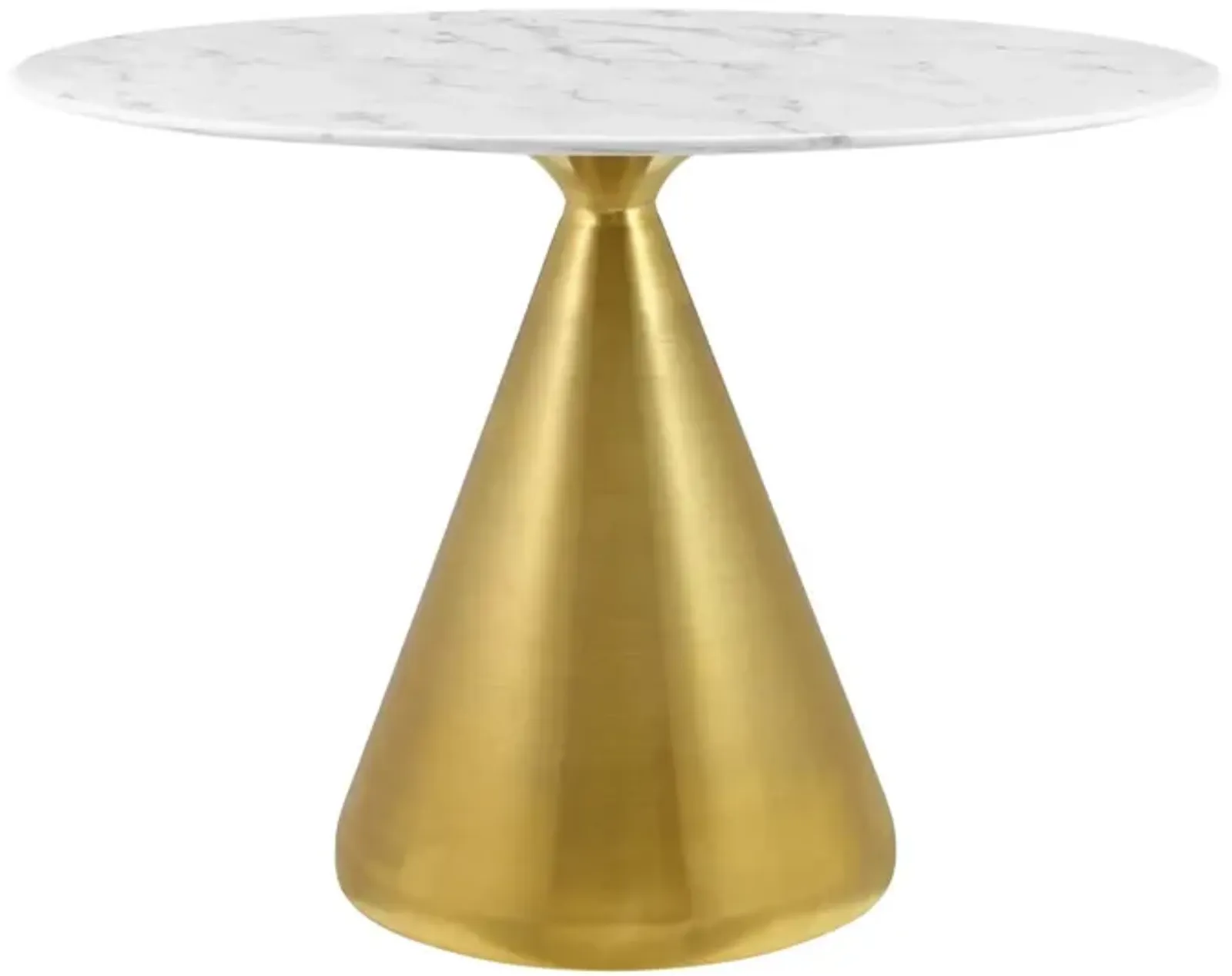 Modway - Tupelo 42" Oval Artificial Marble Dining Table Gold White