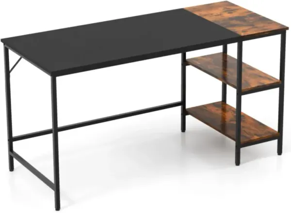 Hivvago 55" Modern Industrial Style Study Writing Desk with 2 Storage Shelves