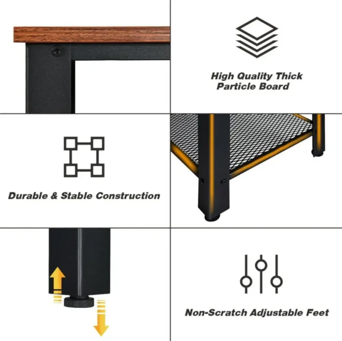 Hivvago Wood Console Sofa Table with Adjustable Feet and Storage Shelf