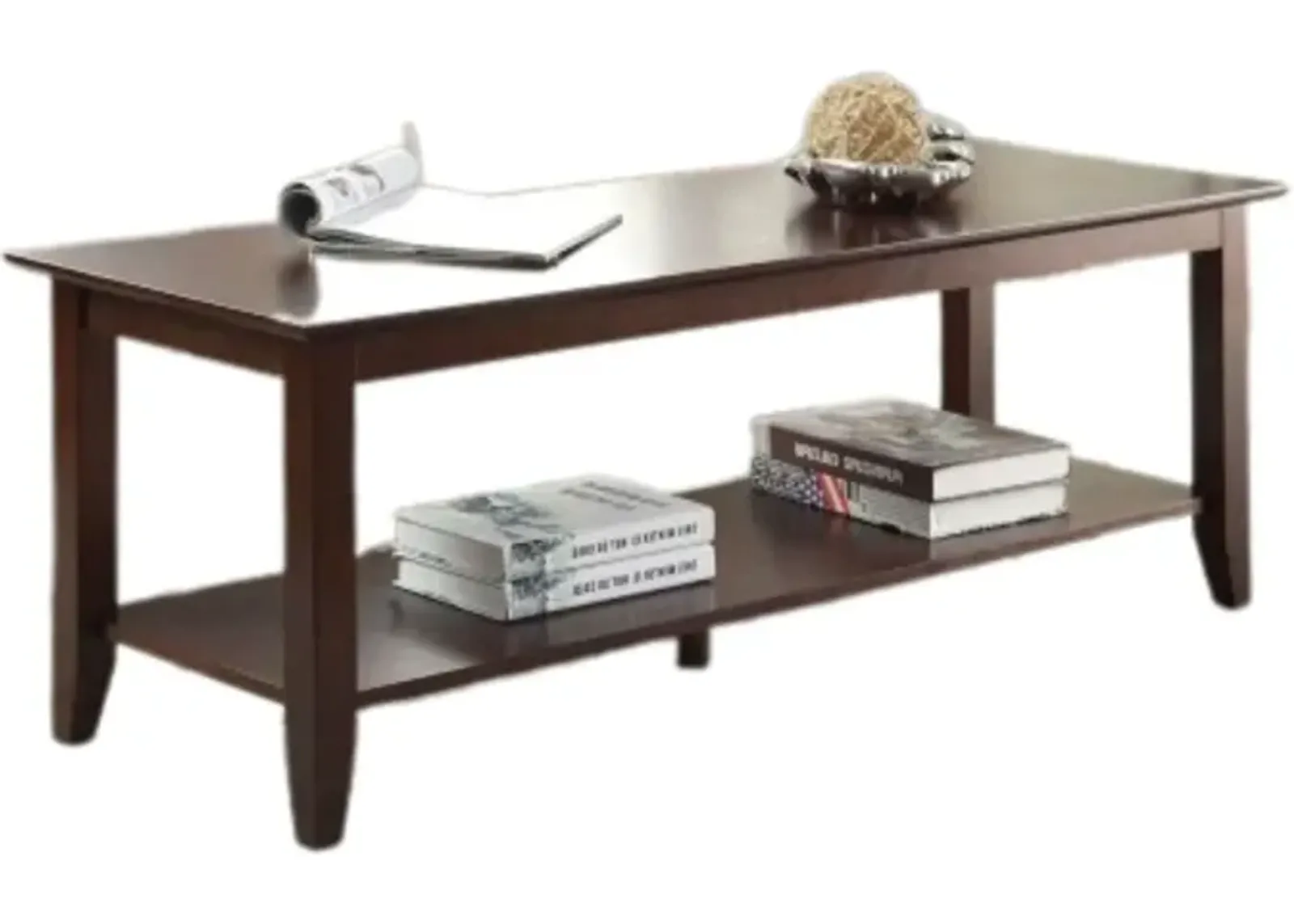 Hivvago Eco-Friendly Espresso Wood Coffee Table with Bottom Shelf