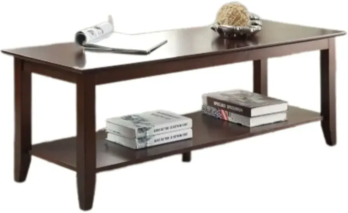 Hivvago Eco-Friendly Espresso Wood Coffee Table with Bottom Shelf