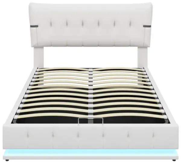 Merax Hydraulic Storage PU Platform Bed