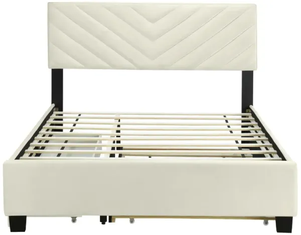 Merax Flannel Platform Bed with Drawers