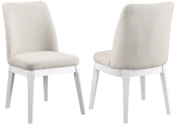 Risa Dining Side Chair Set of 2, Tall Back and Splayed Legs, Beige - Benzara