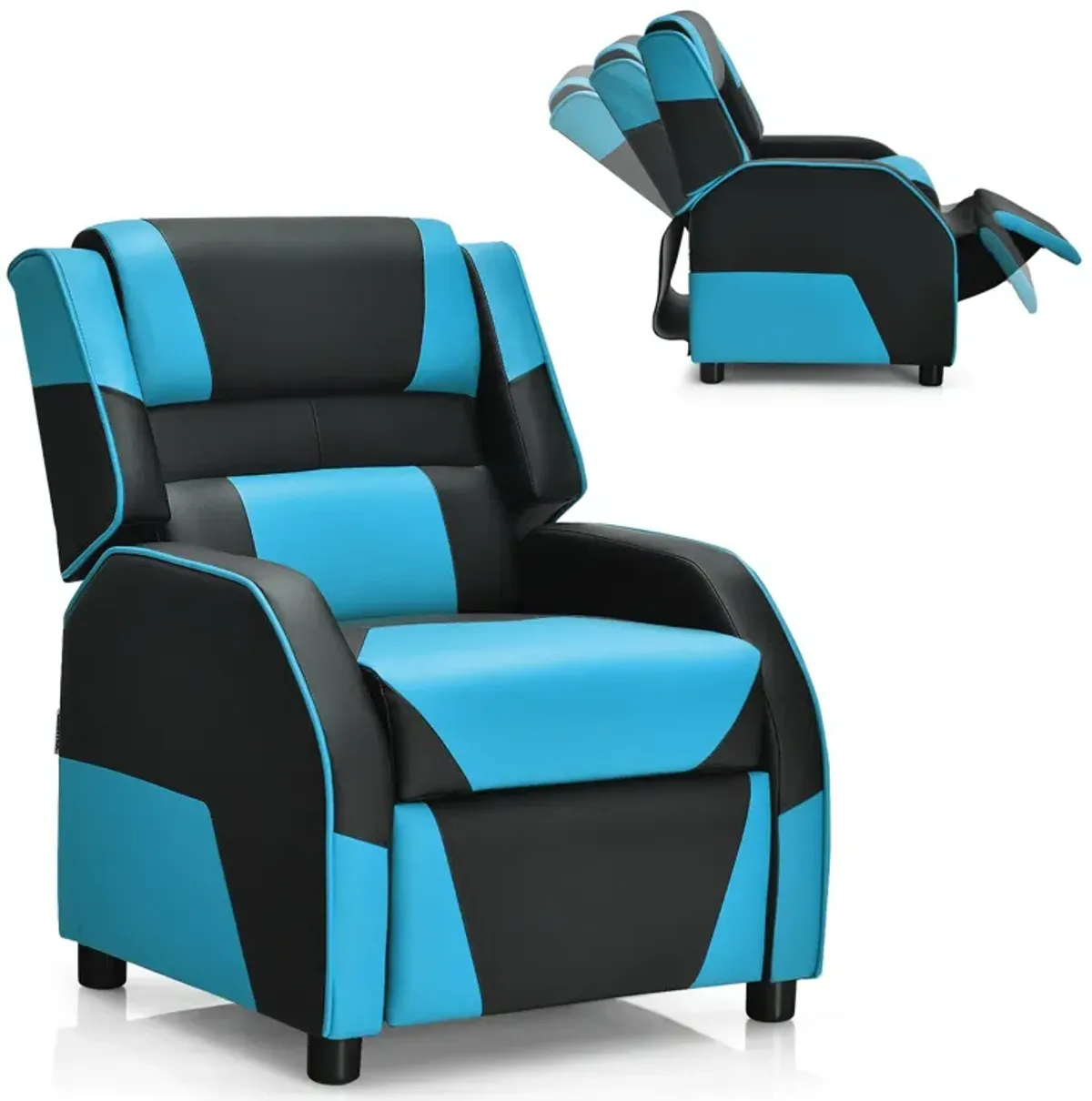 Kids Youth PU Leather Gaming Sofa Recliner with Headrest and Footrest