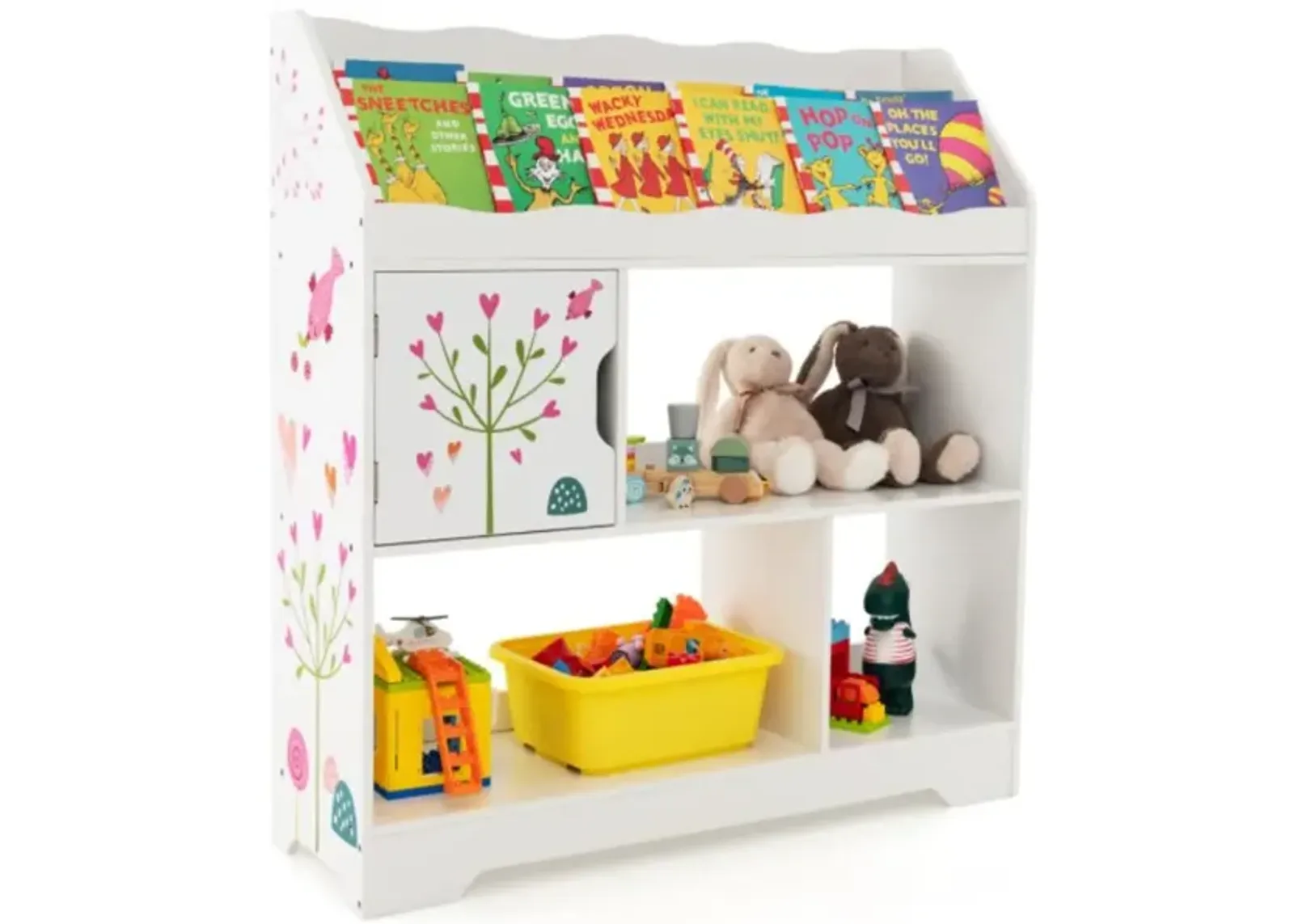 Hivvago Kids Toy Storage Organizer with Book Shelf and Storage Cabinet