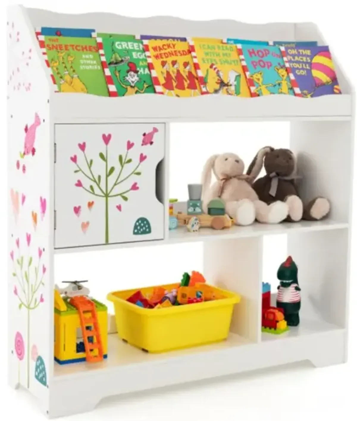 Hivvago Kids Toy Storage Organizer with Book Shelf and Storage Cabinet